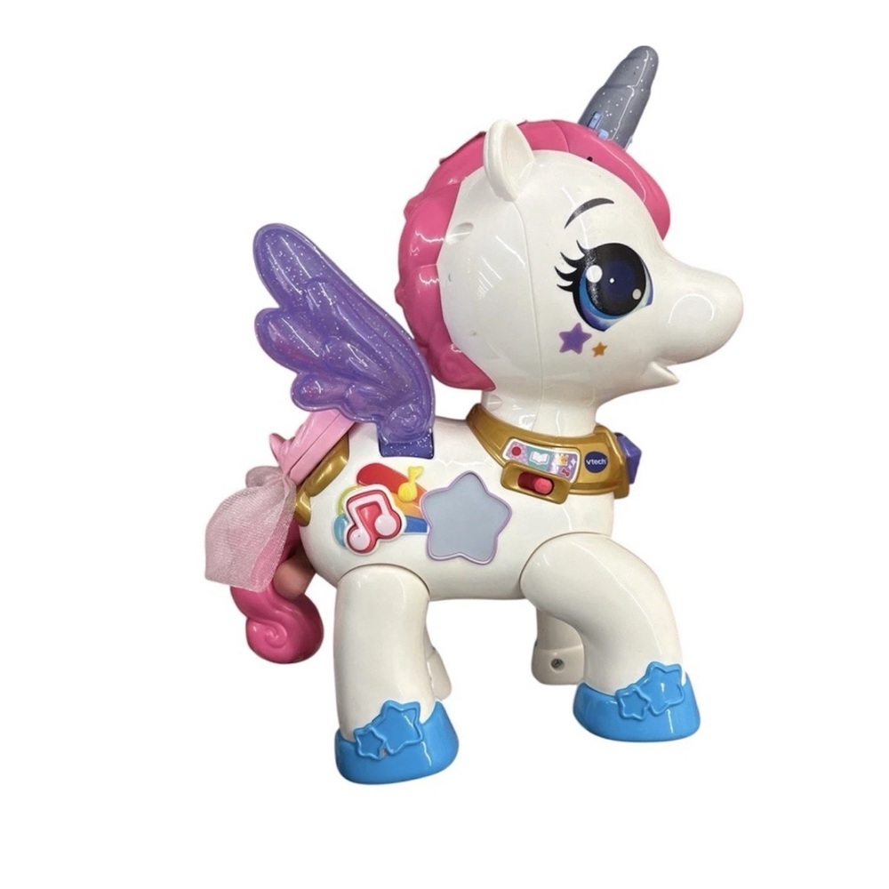 Musical Pink & White Unicorn Toy with Purple Wings by VTech